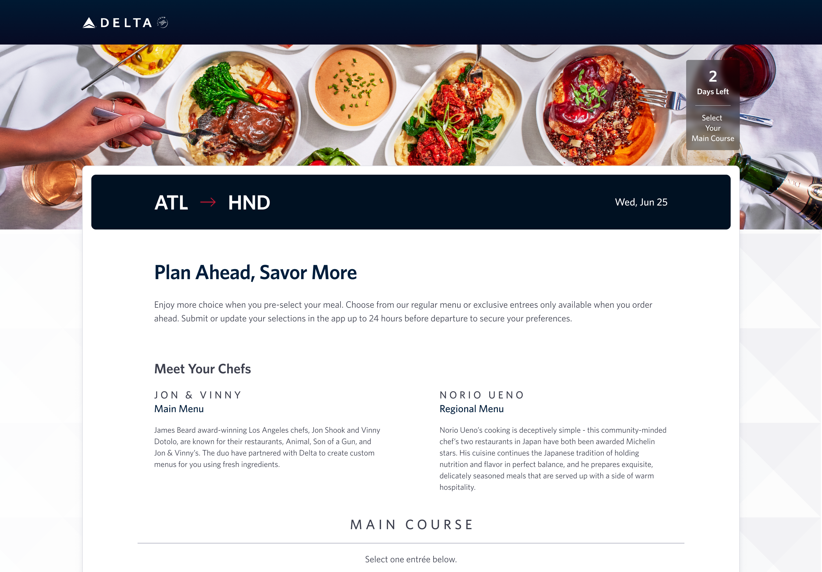 Delta Pre-Select Meal Experience case study preview