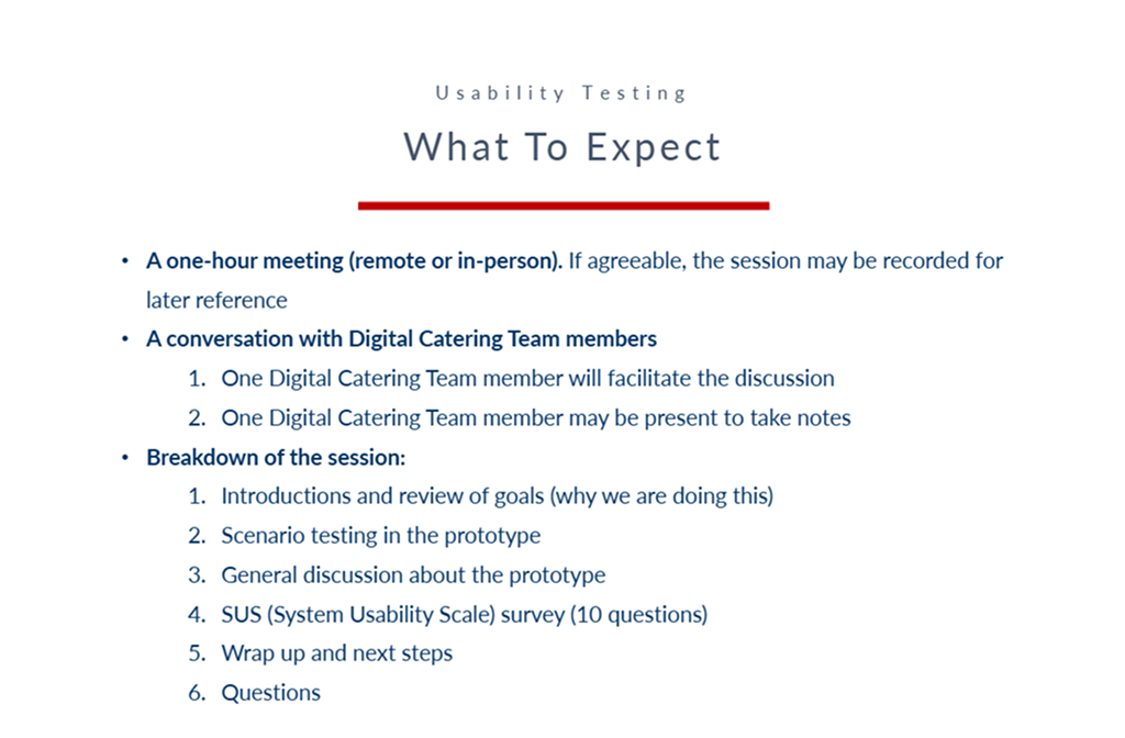 Usability testing session guide